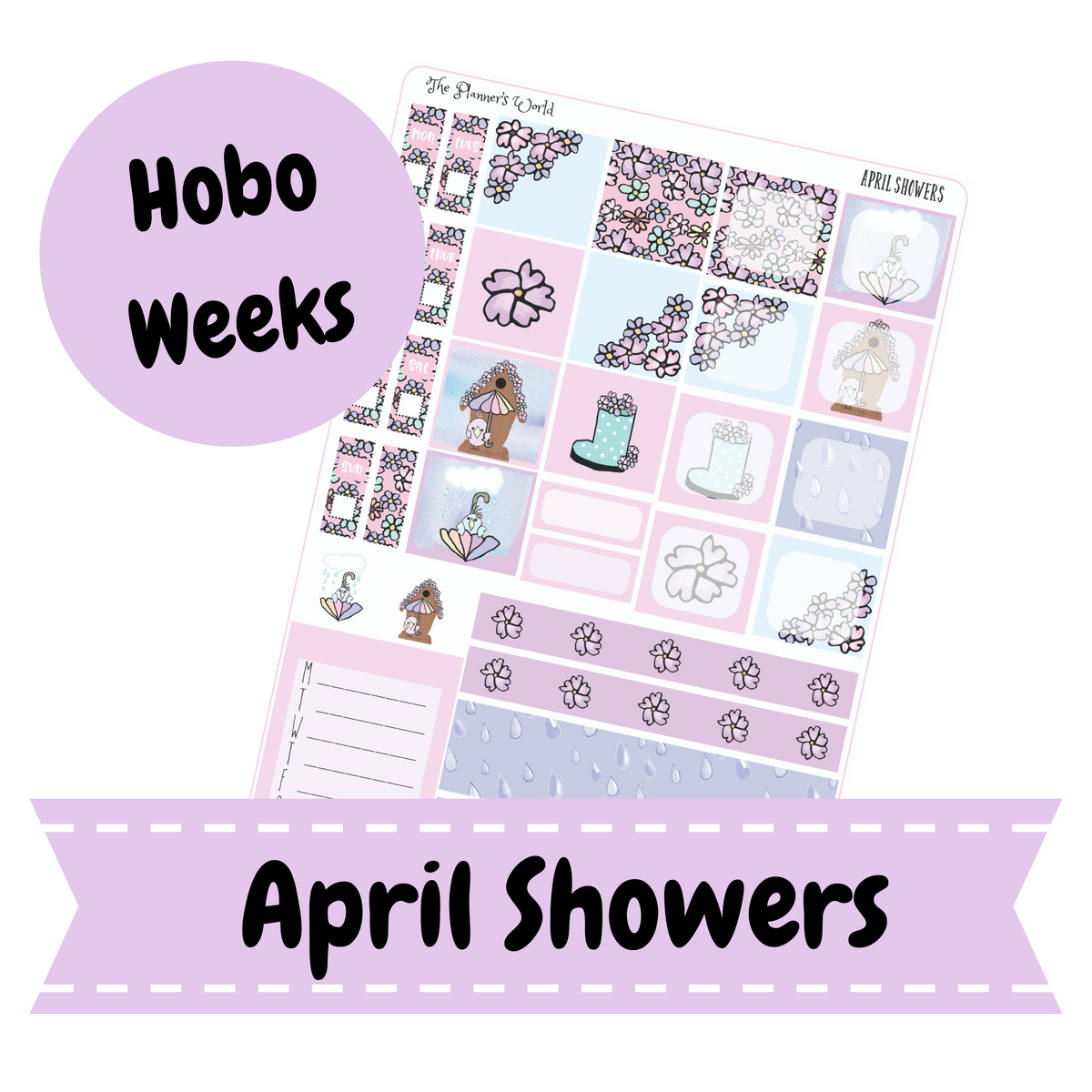 Spring Hobonichi Weeks Sticker Kit - April Showers - KIT-011 – The ...
